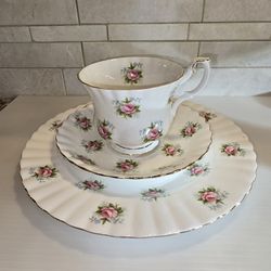 Vintage Royal Albert Forget-Me-Not 3 Piece Set - Cup, Saucer & Dessert Plate