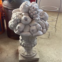 Stone Fruit Basket Sculpture 