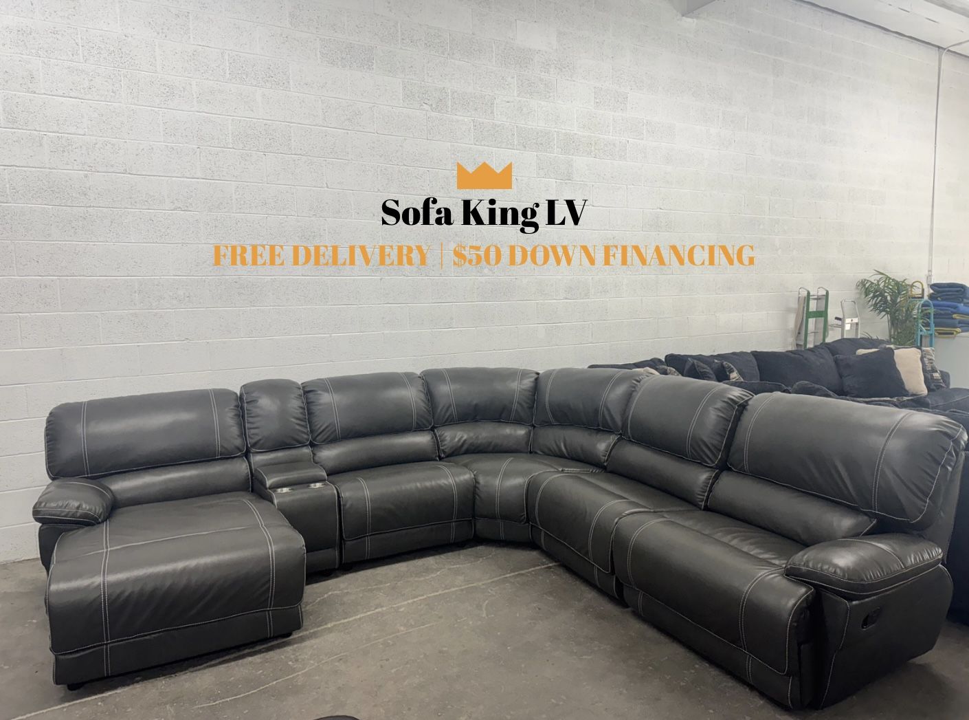 Free Delivery* Like New Gray Faux Leather Sectional Sofa with Recliners!