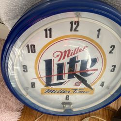 Antique Miller Lite Light Up Clock Sign 