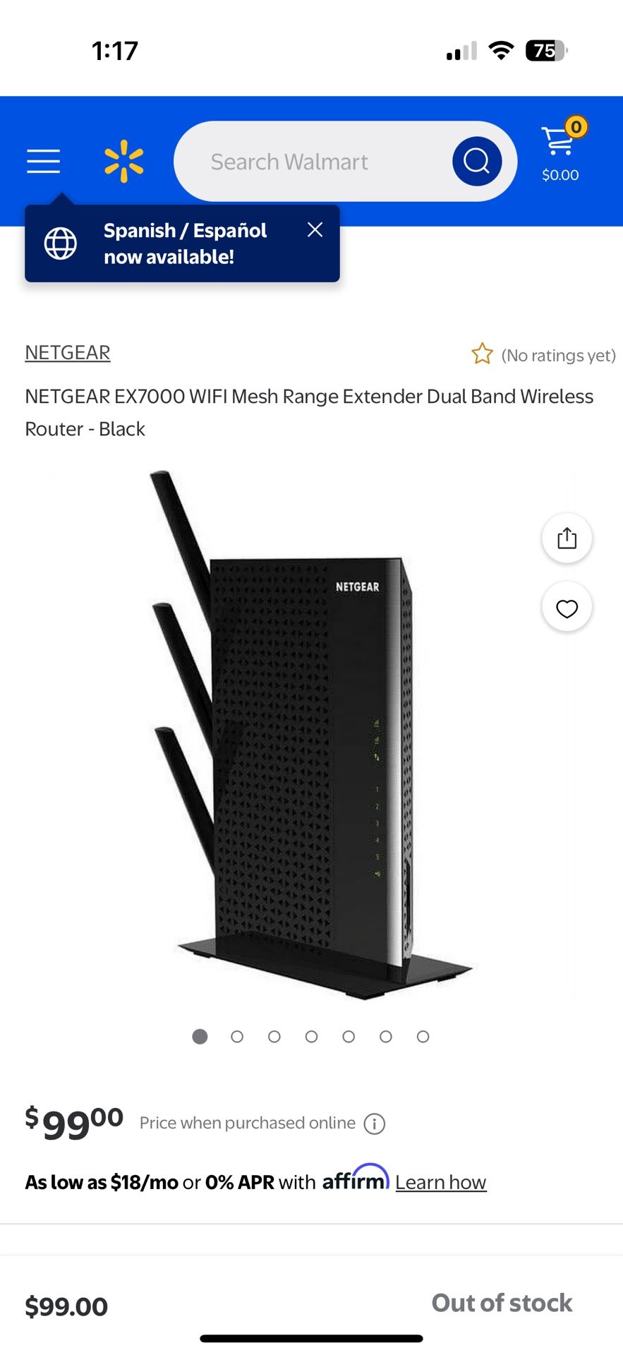 NETGEAR EX7000 WIFI Mesh Range Extender Dual Band Wireless
