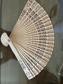 Vintage Carved Wooden Folding Fan