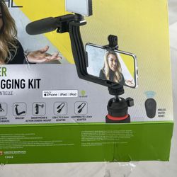 Cell Phone Or Tablet Stands With Microphone And Light