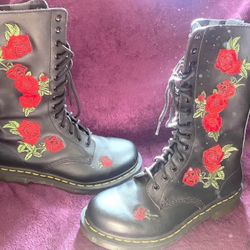 Red Rose Doc Martens Boots 1914 Vonda Softy Women’s Size 9 