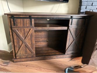 farmhouse sliding barn door TV stand