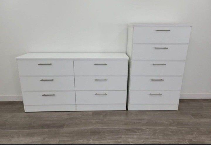 WHITE DRESSER AND CHEST 