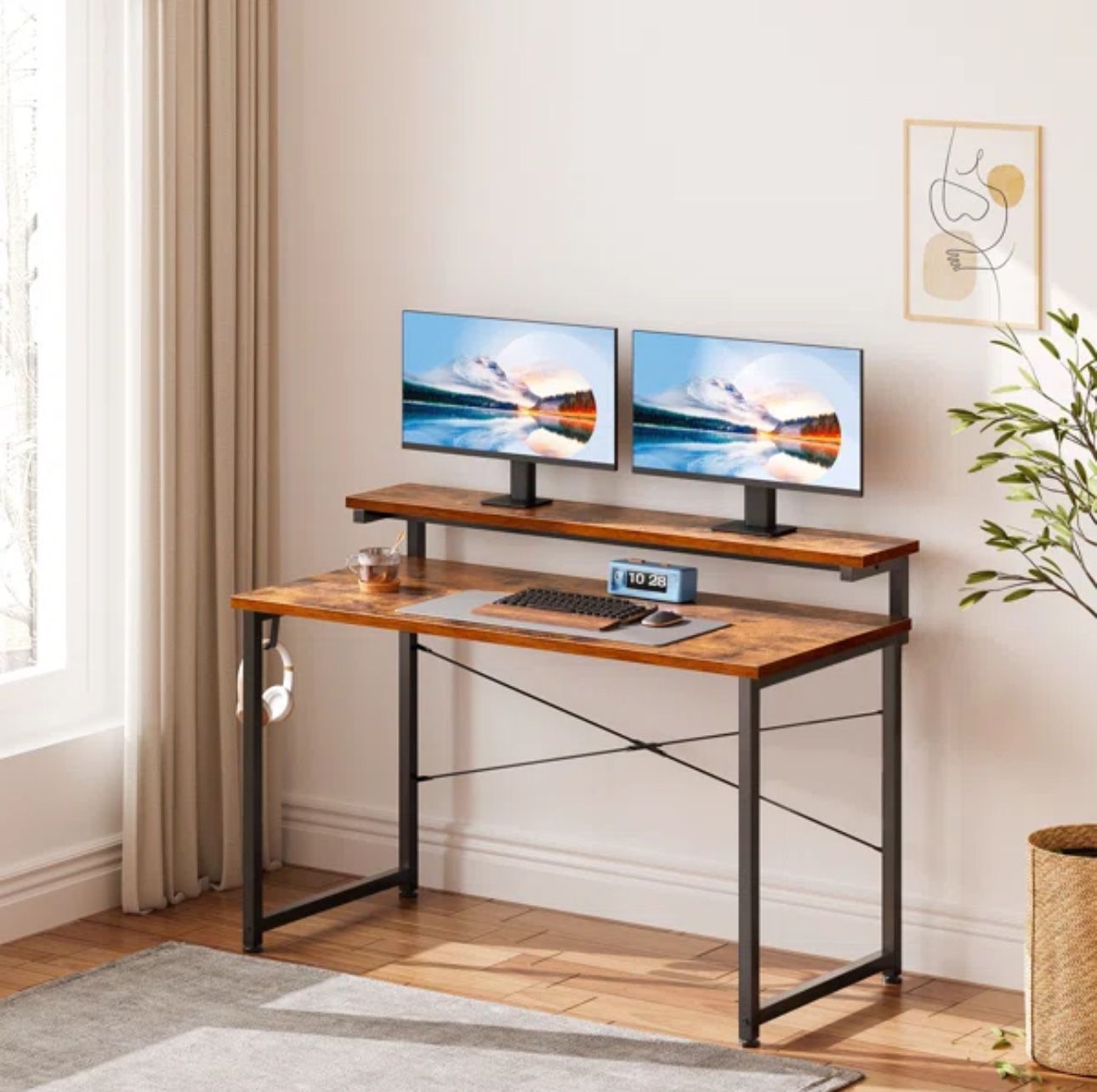Desk With Adjustable Monitor Stand