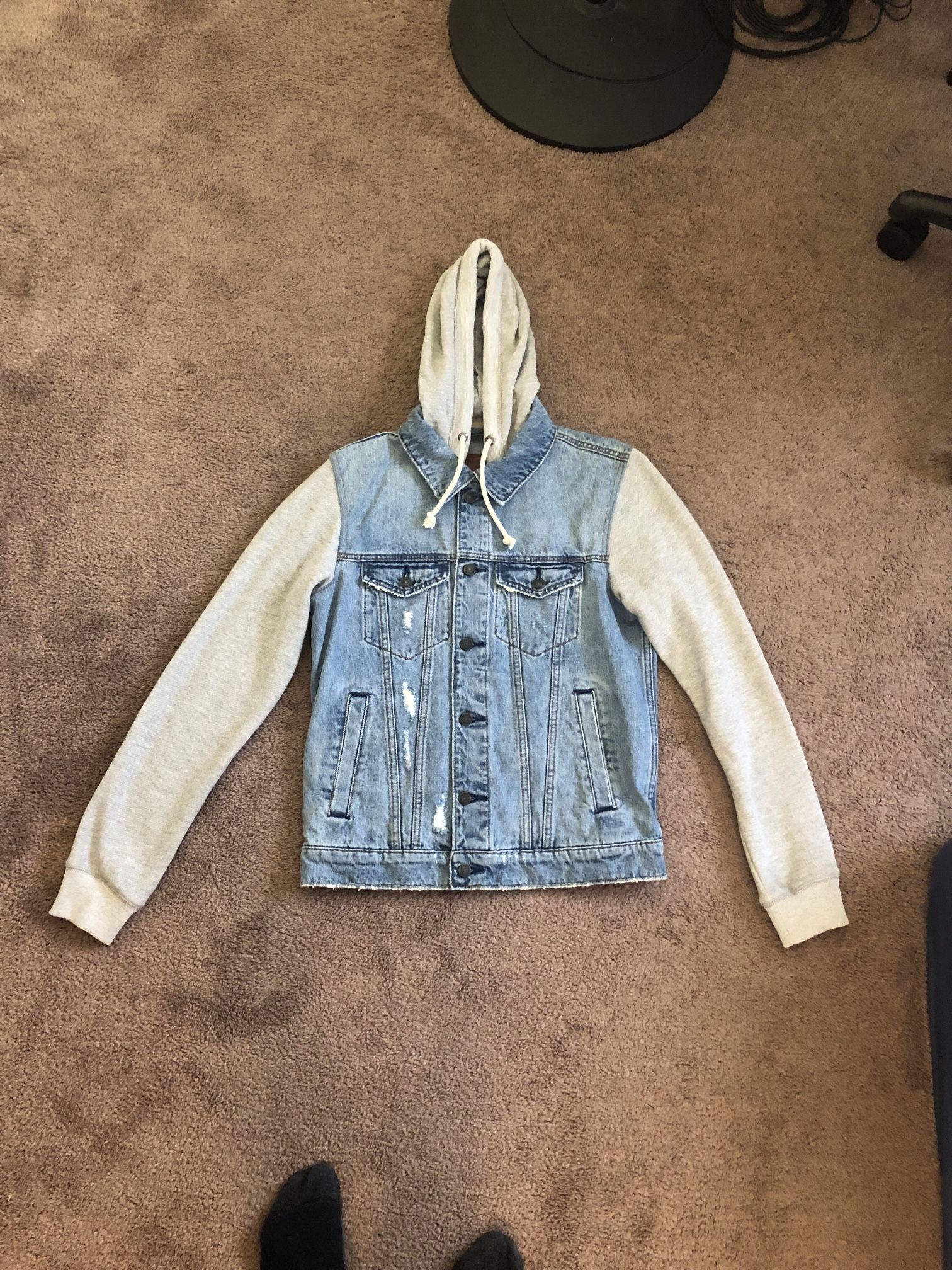Abercrombie & Fitch Hooded Denim Jacket - Men's Size Medium BRAND NEW