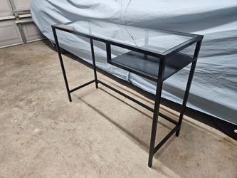 Black Metal Console Table with Glass Top