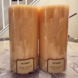 Set Of 2 Pier 1 Vanilla Crème 3”x6” Pillar Candles NOS Discontinued Scent