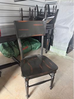 6 black wood chairs