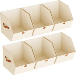 Fabric Closet Storage Cubes - 6 Pack Square Storage Bins with Dual Handles for Clothes, w, Toys, Cube Storage Organizers for Bedroom, Nursery, Shelves
