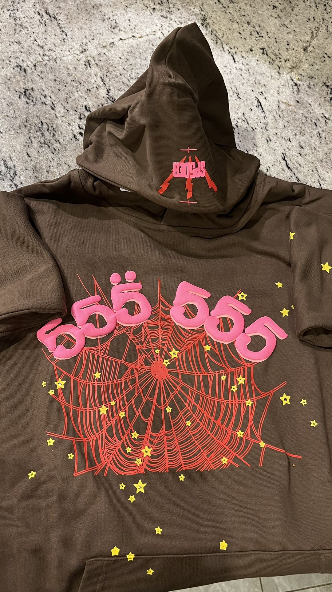 Brown Sp5der Hoodie - Size Medium