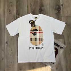 Bape Burberry White Size S,M & L