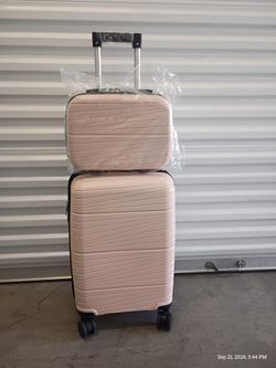 New 20 inches pink Carry on Luggage with vanity case