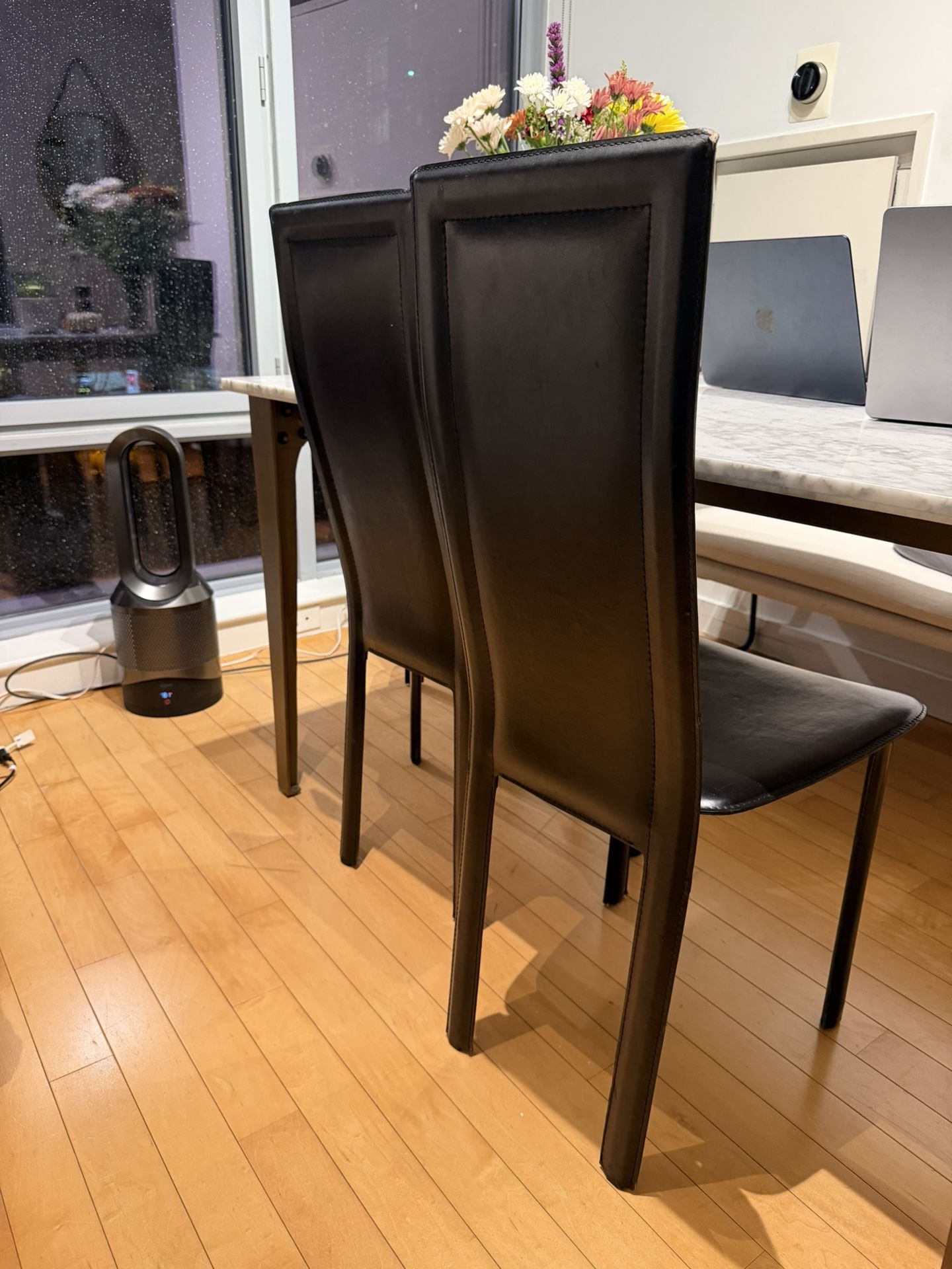 Imported Italian Leather Chairs (Black)