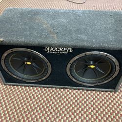 Two Kickers Car Subwoofers 10 Inch With A Box