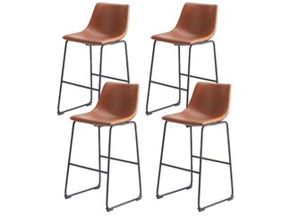 Set of 4 Faux Leather Bar Stools