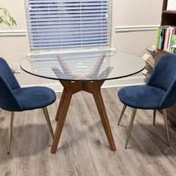Glass Dining Table And 2 Dining Chairs 