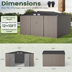 10x12 FT- Outdoor Metal  Storage Shed