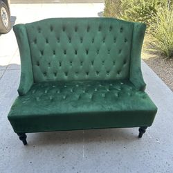 Green Tufted Velvet Wingback Couch 