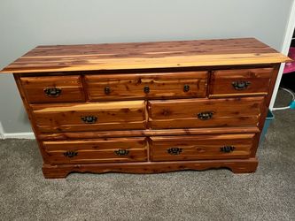 Large long dresser + tall chest of drawers + nightstand