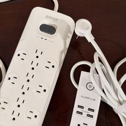 2 Power Strips Bundle – Anker Surge Protector + USB Charging Strip
