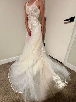 Fairy Wedding Dress – Brand New with Tags – Tulle Gown & Sheer Bodice with Lace Applique