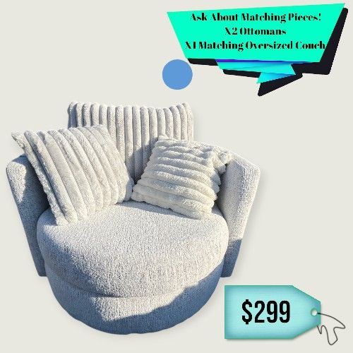 Plush Oversided 360° Grey Swivel Chair