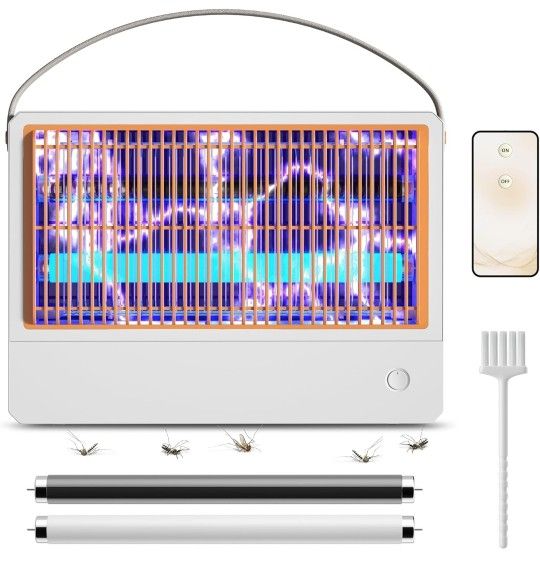 Bug Zapper Indoor, Hybrid Spectrum Electric Fly Zapper with 2 Extra Replacement Bulbs, Quiet Mosquito Trap Insect Killer