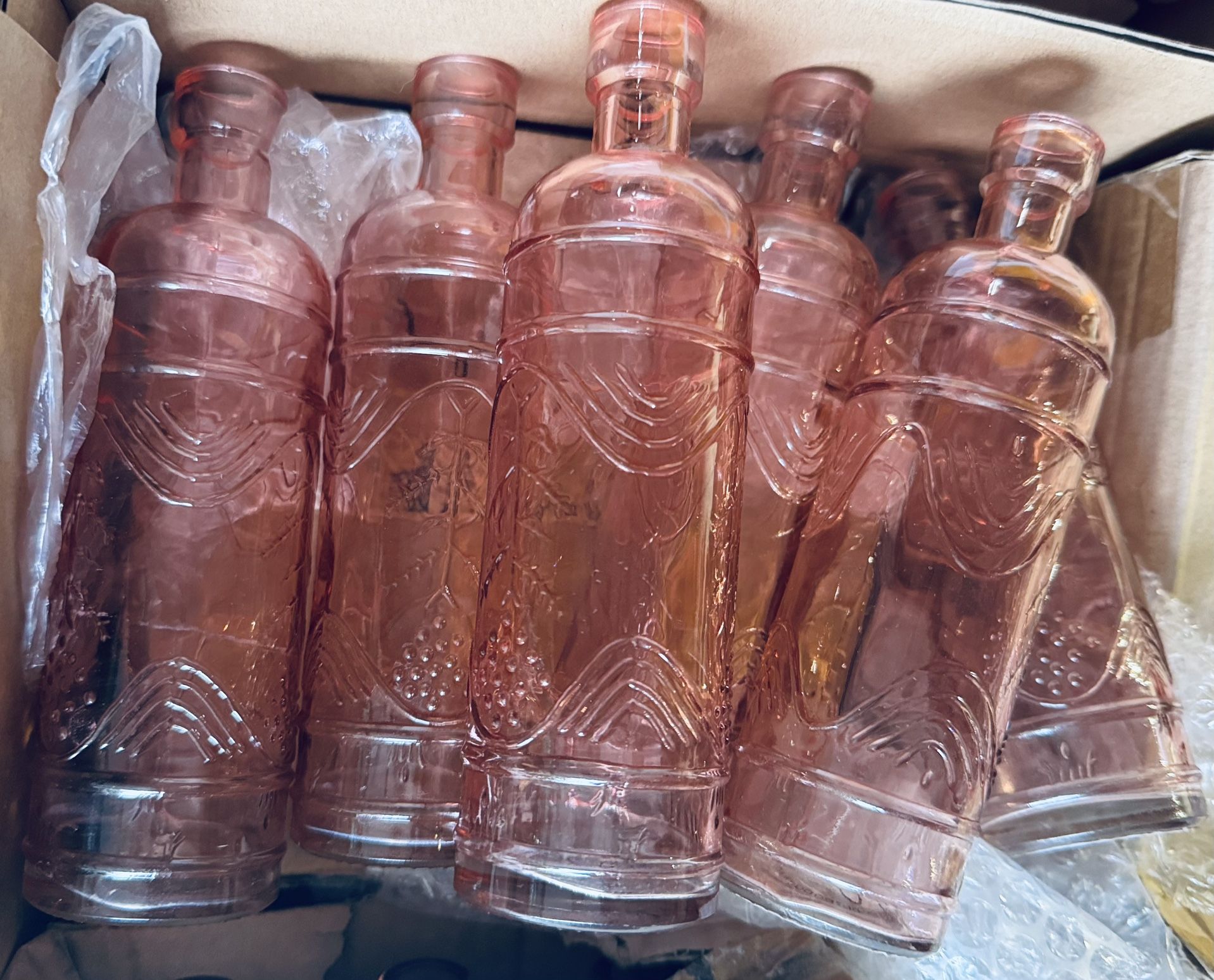 Lot Of Pink Glass Bud Vases 