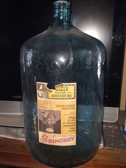 Vintage Blue Glass Arrowhead Water Bottle