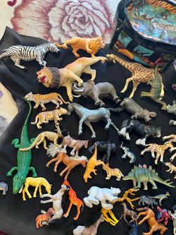 Large Lot of Plastic Animal Figures with Bag