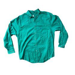 Vintage Eddie Bauer Shirt Mens Med. Green Button Long Sleeve Casual Outdoor