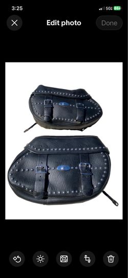 Harley Davidson Black Leather Studded Motorcycle Saddlebags