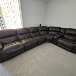 Pulaski Power Leather Sectional Reclining Sofa Set