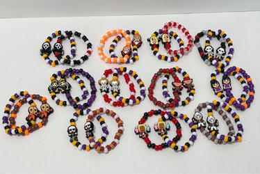 7pc Lot Halloween Kandi Bracelets Charms Random Assortment NEW