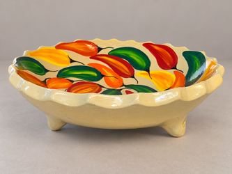 Colorful Chili Pepper Footed Bowl – 11”