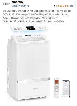 16,000 BTU Portable Air Conditioners for Rooms up to 800 Sq Ft, Drainage-Free Cooling AC Unit with Smart App & Remote, Quiet Portable AC Unit with Deh