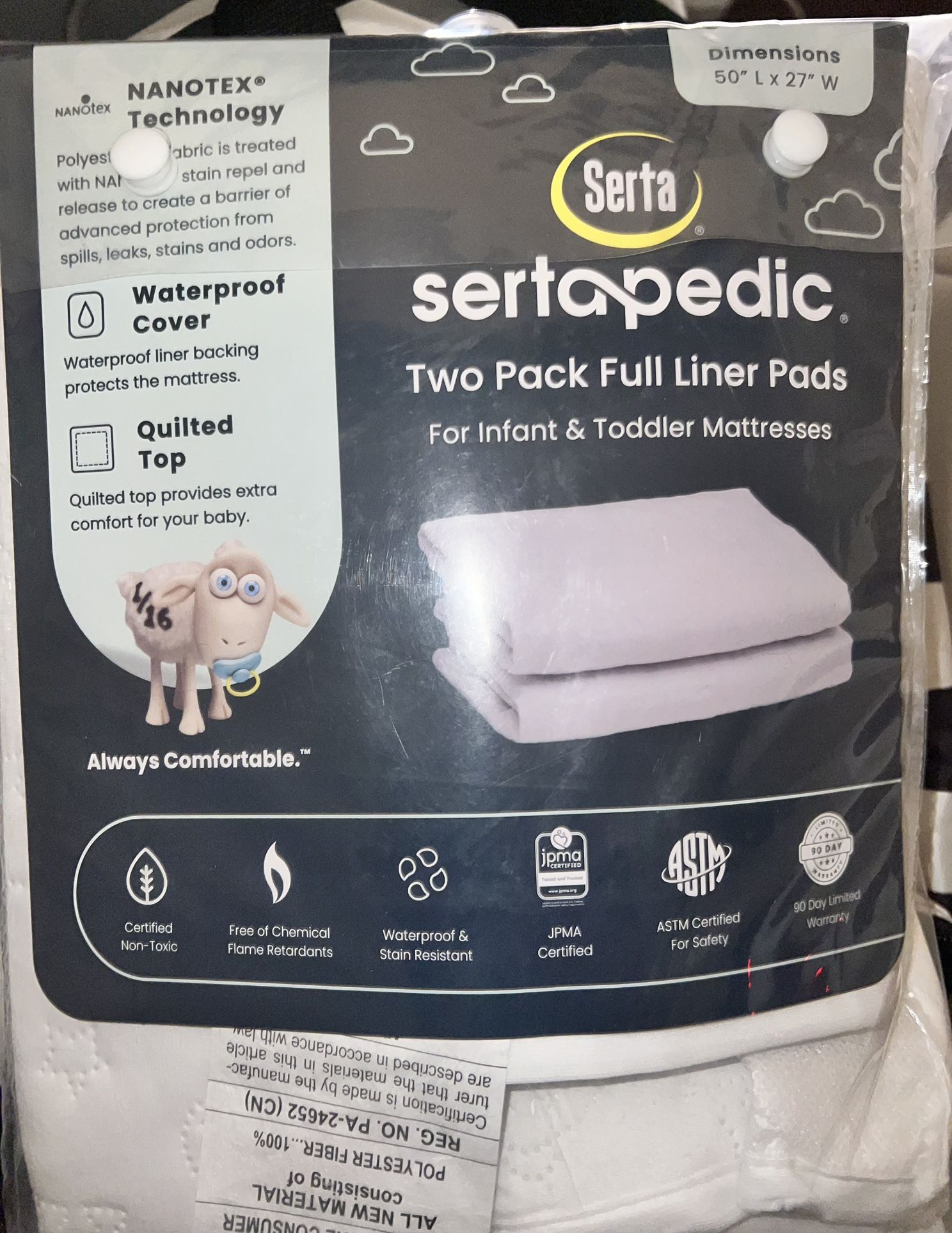 Sertapedic Crib Mattress Liner Pads