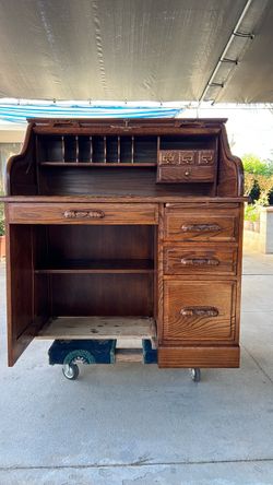 Rare Solid Oak Desk by Eaglecraft
