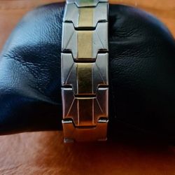 Stainless Steel & Gold  Statement Bracelet 