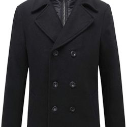 Men's Double Breasted Wool Blend Pea Coat