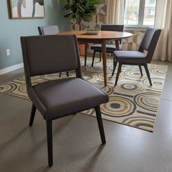Set of 4 Mid-Century Modern Upholstered Dining Chairs - Charcoal Gray
