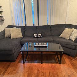 Charcoal Grey Microfiber Sectional