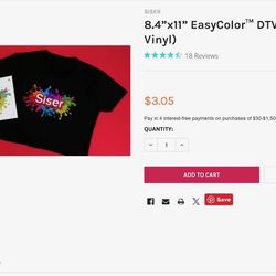 8.4"×11" EasyColor™ DTV™ (Heat Transfer Vinyl)