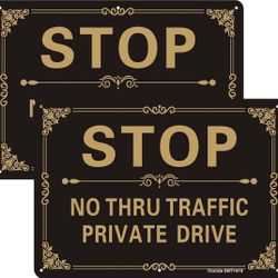 2 Pack Stop No Thru Traffic Private Drive Sign 10” x 14” Private Drive Warning R