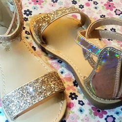 Little Girl Rose Gold Casual Dressy Flat Sandals LITE GIRL SIZE 8 Shoes