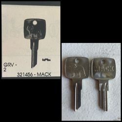 MACK TRUCKS Block Logo & Bulldog KEY BLANK 1971-2011 Ign/Doors 321456 Grv-2