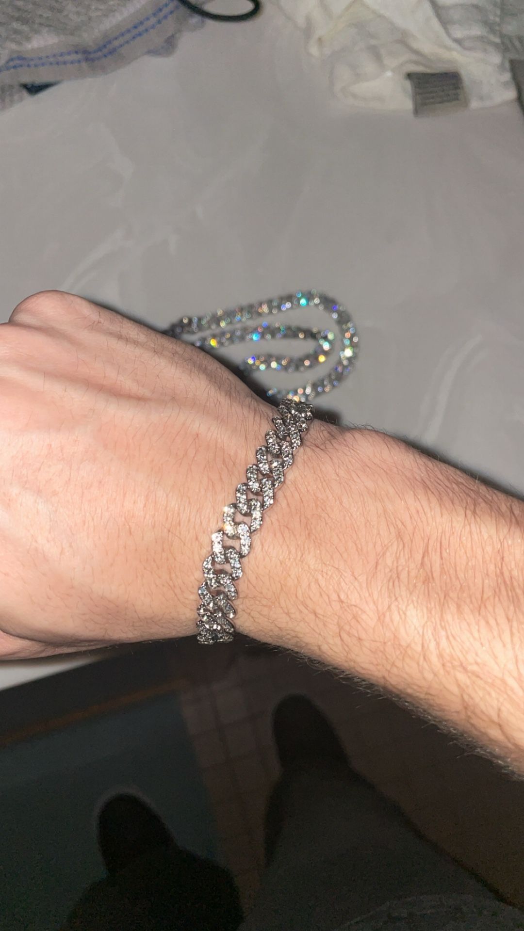 ICED OUT 8MM Trendy Link Rhinestones Miami Necklace Choker / Bracelet Hip Hop Jewlery
